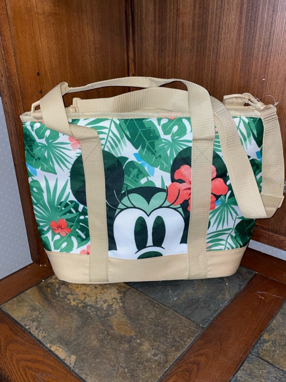 Disney Store 2021 Mickey/Minnie  Tropical Canvas Cooler Insulated Tote Bag